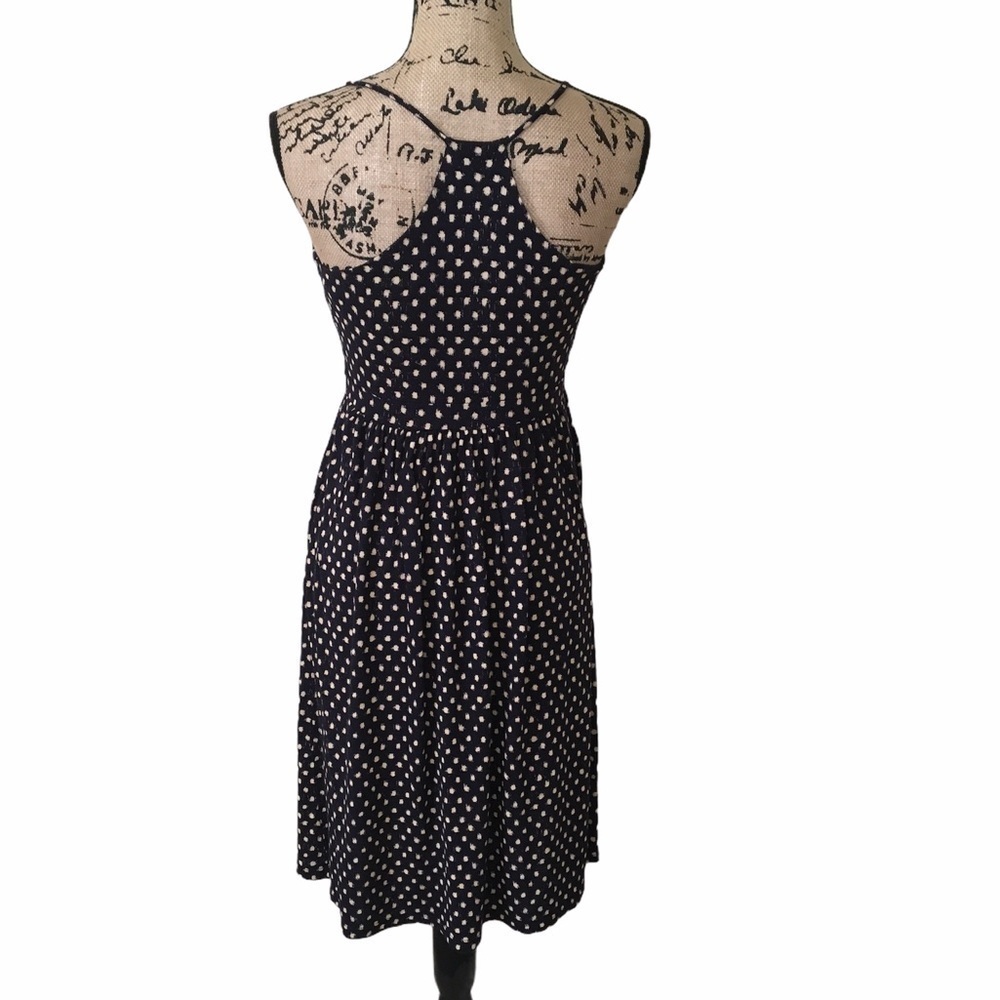 LOFT Ann Taylor Black White Polka Dot Cami Dress XS Rayon Sundress - Picture 5 of 8